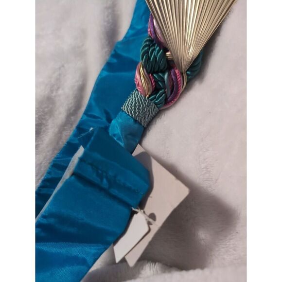 Anthony Alexander Belt Teal Blue Satin  With Woven Strings And Gold Buckle main image 7